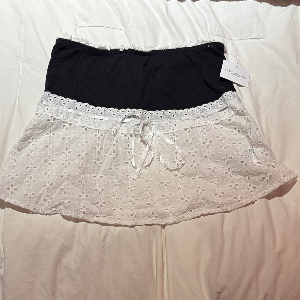 American Eagle Black and White Eyelet Tube Top